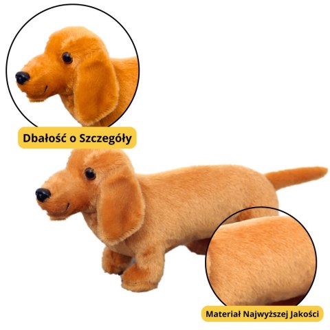 Pluszowa Maskotka Przytulanka Pies Jamnik Jasno Brązowy 25cm LEAN Toys