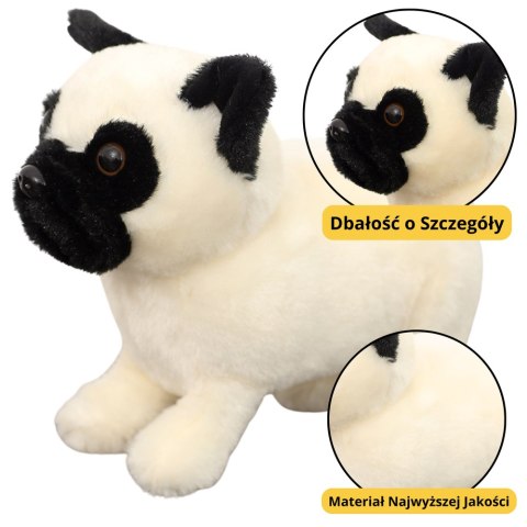 Pluszowa Maskotka Przytulanka Pies Mops Biały 19cm LEAN Toys