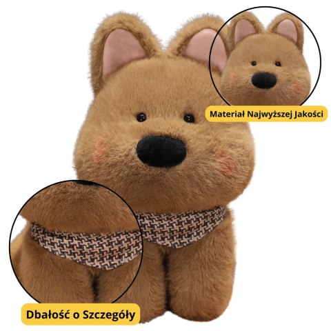 Pluszowa Maskotka Przytulanka Piesek Z Chustą Brązowy 25cm LEAN Toys
