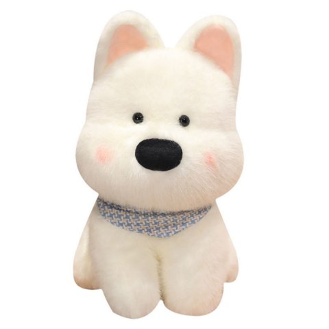 Pluszowa Maskotka Przytulanka Piesek Z Niebieską Chustą Biały 33cm LEAN Toys
