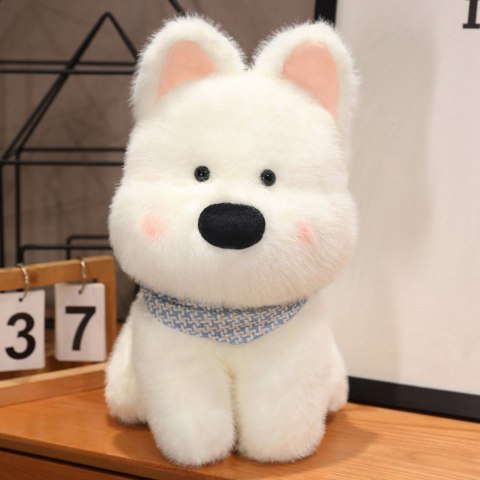 Pluszowa Maskotka Przytulanka Piesek Z Niebieską Chustą Biały 33cm LEAN Toys