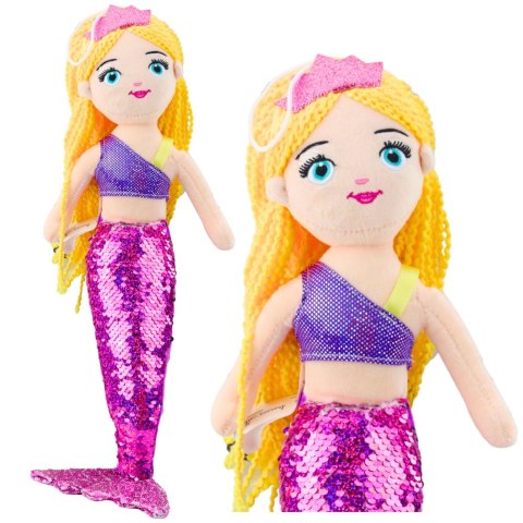 Pluszowa Syrenka Przytulanka Ogon W Cekiny Fioletowa 48cm LEAN Toys