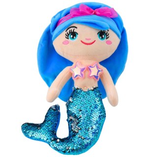 Pluszowa Syrenka Przytulanka Ogon W Cekiny Niebieska 30cm LEAN Toys