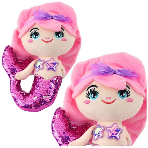 Pluszowa Syrenka Przytulanka Ogon W Cekiny Różowo-Fioletowa 28cm LEAN Toys