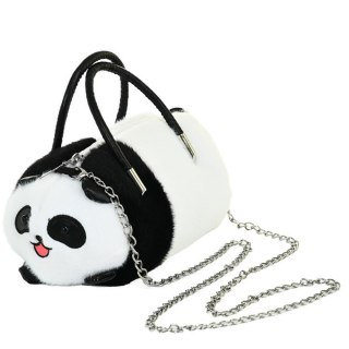 Pluszowa Torba Panda Uchwyty Metalowy Łańcuszek Czarno Biała 20cm LEAN Toys