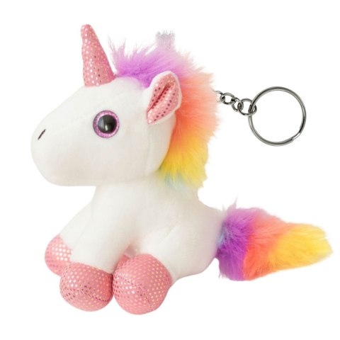 Pluszowy Jednorożec Brelok Metalowe Kółko Biały 12cm LEAN TOYS