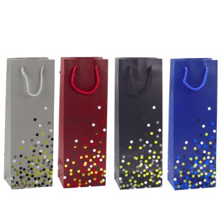 Torba Prezentowa Na Butelkę Wino W Kropki 36 x 12 x 9cm LEAN
