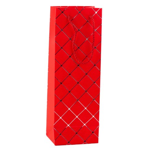 Torba Prezentowa Na Wino Butelkę Papierowa Srebrne Elementy 35 x 12 x 9 cm LEAN