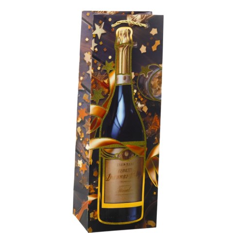 Torba Prezentowa Na Wino Butelkę Papierowa Szampan 35 x 12 x 9 cm LEAN