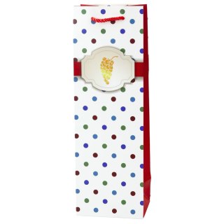 Torba Prezentowa Na Wino Butelkę W Kropki 35 x 12 x 9 cm LEAN