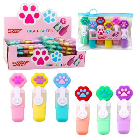 Zestaw Mini Zakreślacze Z Łapką W Etui Kolorowe 6szt 8cm LEAN