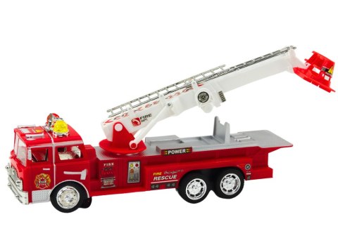 Wóz Strażacki Czerwony Z Wysięgnikiem Światła Dźwięki LEAN Toys
