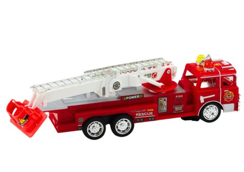 Wóz Strażacki Czerwony Z Wysięgnikiem Światła Dźwięki LEAN Toys