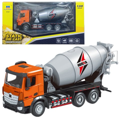 Betoniarka Pojazd Budowlany Metalowa Huina Pomarańczowa 1:50 LEAN Toys