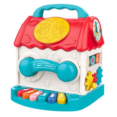 Domek Edukacyjny Kostka Interaktywna Grzechotka Sorter Dźwięki Kolorowy LEAN Toys