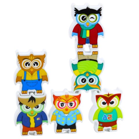 Gra Edukacyjna Sówki Układanka Zręcznościowa Logiczna Domino 18 szt. LEAN Toys