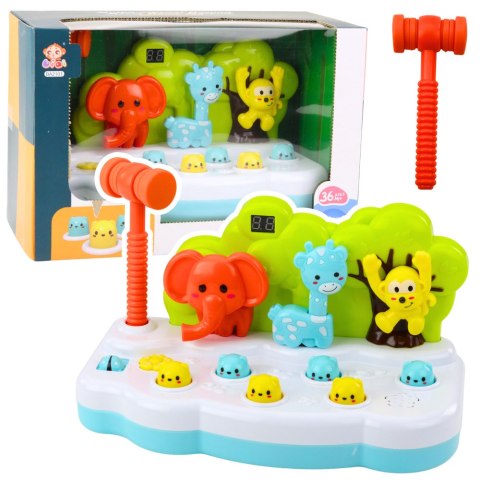 Gra Zręcznościowa Zwierzątka Whack-A-Mole Licznik Młotek Kolorowa LEAN Toys