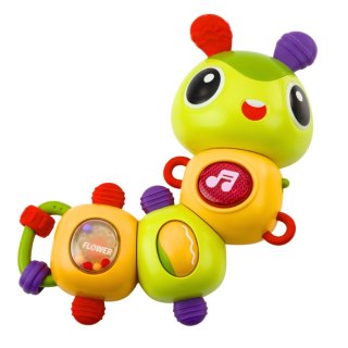 Interaktywna Gąsienica Sensoryczna Muzyczna Grzechotka Gryzak Obrotowa 360° LEAN Toys