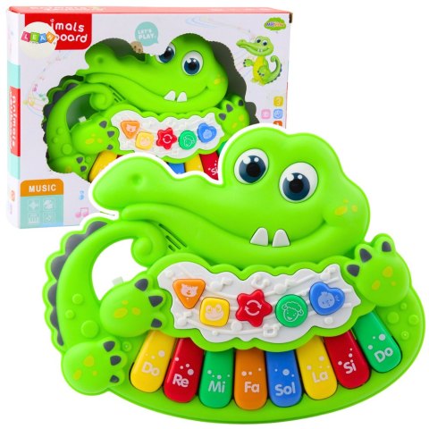 Interaktywne Pianinko Dla Malucha Światła Dźwięki Odgłosy Zwierząt Zielone LEAN Toys