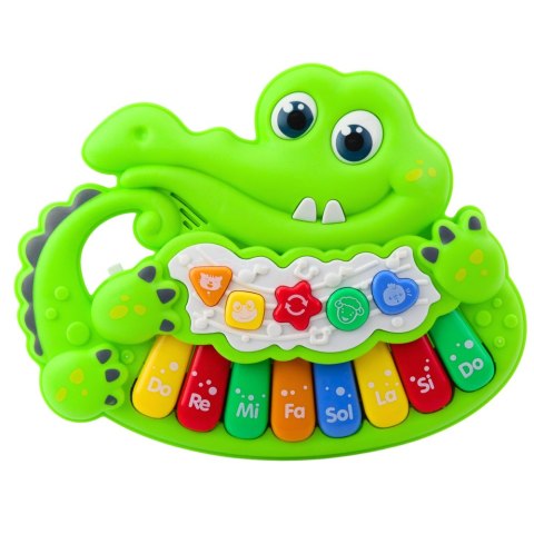 Interaktywne Pianinko Dla Malucha Światła Dźwięki Odgłosy Zwierząt Zielone LEAN Toys