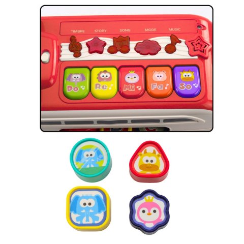 Interaktywny Autobus Edukacyjny Sorter Światła Dźwięki Czerwony LEAN Toys