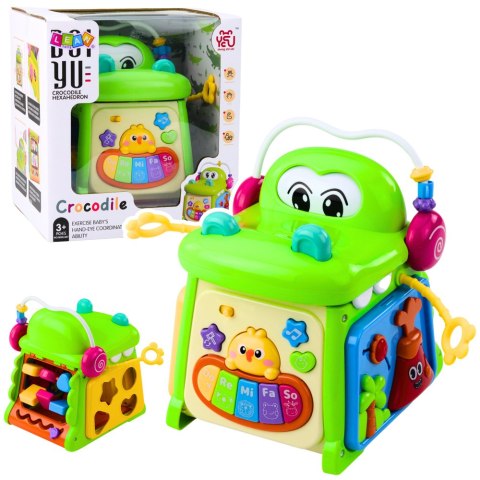 Kostka Edukacyjna Interaktywna Sorter Pianinko Sensoryczny Krokodyl LEAN Toys