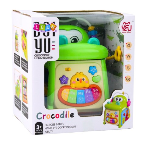 Kostka Edukacyjna Interaktywna Sorter Pianinko Sensoryczny Krokodyl LEAN Toys