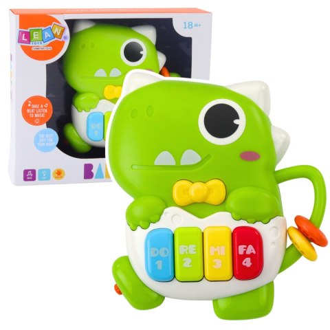 Mini Pianinko Dla Malucha Dinozaur Zielony Światła Dźwięki LEAN Toys
