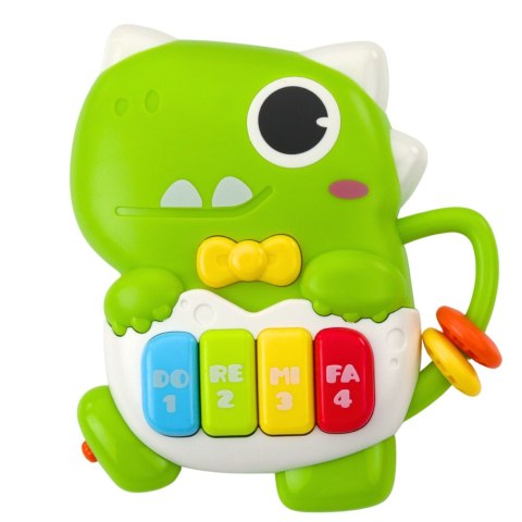 Mini Pianinko Dla Malucha Dinozaur Zielony Światła Dźwięki LEAN Toys
