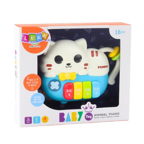 Mini Pianinko Dla Malucha Kotek Niebieski Światła Dźwięki LEAN Toys