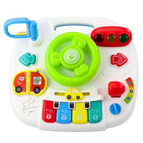 Panel Stolik Interaktywny Edukacyjny Kierownica 2w1 Światła Dźwięki LEAN Toys