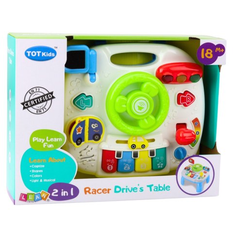 Panel Stolik Interaktywny Edukacyjny Kierownica 2w1 Światła Dźwięki LEAN Toys