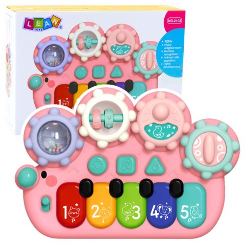 Pianinko Interaktywne Dla Dzieci Koła Zębate Różowe LEAN Toys