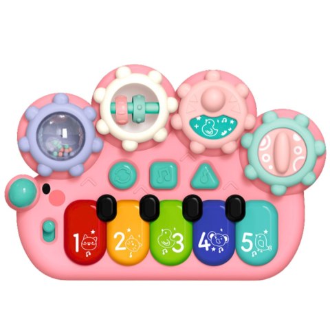 Pianinko Interaktywne Dla Dzieci Koła Zębate Różowe LEAN Toys