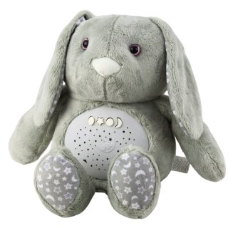 Pluszowy Królik Usypiająca Przytulanka Projektor Dźwięk Szum Szary LEAN Toys