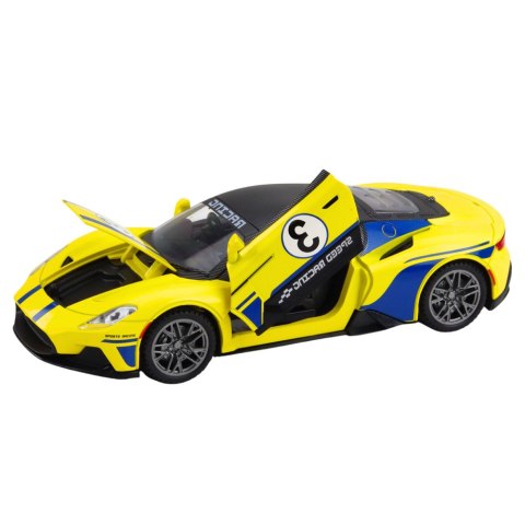 Samochód Metalowy Sportowy Światła Dźwięki Napęd Żółty 1:22 LEAN Toys