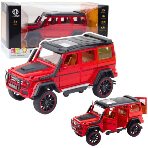 Samochód Terenowy Metalowy Napęd Pull-Back Otwierane Drzwi Czerwony 1:22 LEAN Toys