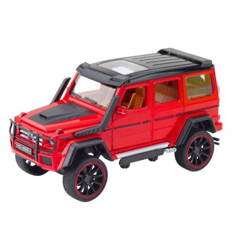 Samochód Terenowy Metalowy Napęd Pull-Back Otwierane Drzwi Czerwony 1:22 LEAN Toys