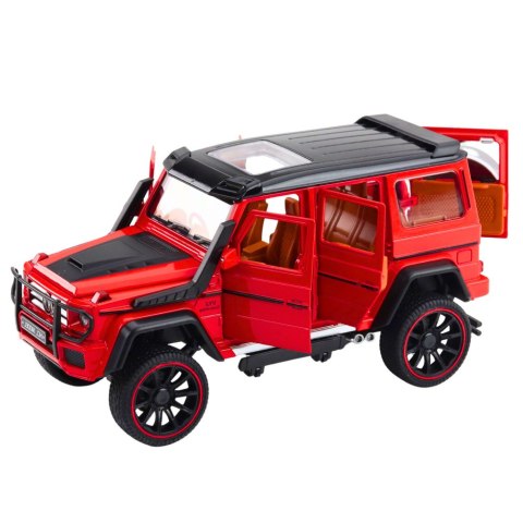 Samochód Terenowy Metalowy Napęd Pull-Back Otwierane Drzwi Czerwony 1:22 LEAN Toys