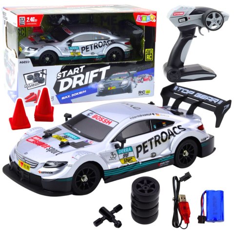 Samochód Wyścigowy Auto Do Driftu RC Srebrne 30km/h 1:16 LEAN Toys