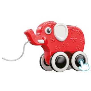 Słonik Zabawka Do Ciągnięcia Na Sznurku Piszczałka Eko Czerwony LEAN Toys