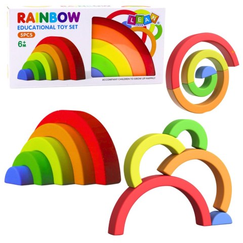 Tęczowa Układanka Dla Malucha Klocki Gumowe Kolorowe 5 szt. LEAN Toys