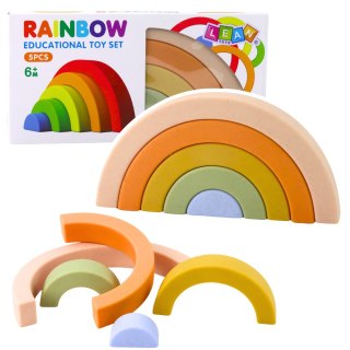Tęczowa Układanka Dla Malucha Klocki Gumowe Pastelowe 5 szt. LEAN Toys