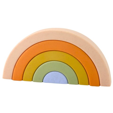 Tęczowa Układanka Dla Malucha Klocki Gumowe Pastelowe 5 szt. LEAN Toys