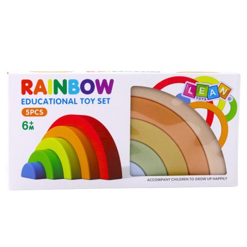 Tęczowa Układanka Dla Malucha Klocki Gumowe Pastelowe 5 szt. LEAN Toys