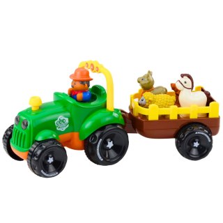 Traktor Z Napędem Interaktywny Zwierzątka Przyczepa Dźwięki Światła LEAN Toys