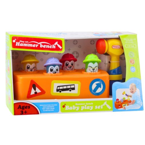 Zabawka Interaktywna Kolorowy Tłuczek Młotek Chomiki Roboty Drogowe LEAN Toys