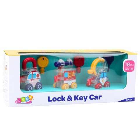 Zestaw Autek Z Kluczem Edukacyjne Policja Straż Karetka 3szt LEAN Toys