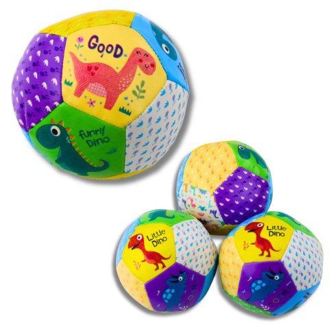 Zestaw Miękkich Piłeczek Z Dinozaurami Kolorowe 9cm 3szt LEAN Toys