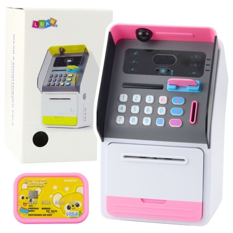 Bankomat Sejf Skarbonka Kod PIN Karta Bankomatowa Różowy LEAN Toys